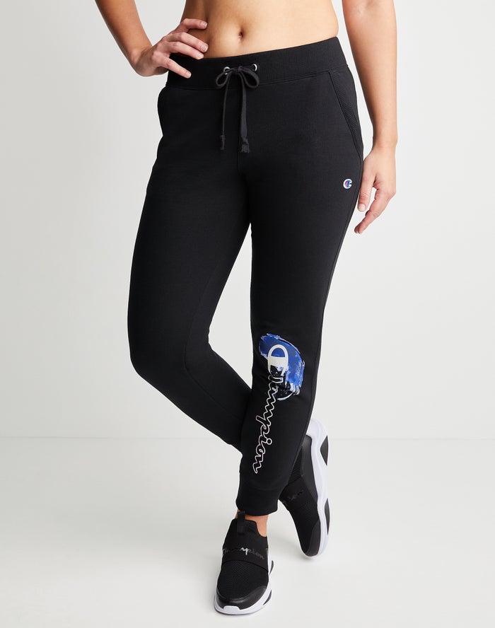 Jogger Champion Mujer - Powerblend Fleece Crashing Wave & Script Logo ( Negras ) 4362790-SN